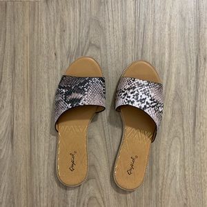 qupid snakeskin sandals
